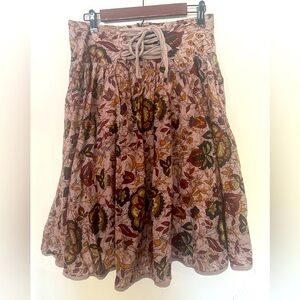 Monroe & Main Mauve Floral Lace-Up Waist Circle Skirt